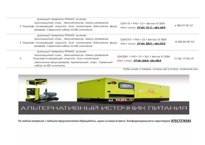  Генераторы высокой мощности в Наличии в Казахстане с Гарантией и Серв 2