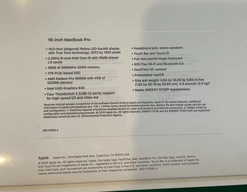 СОВЕРШЕННО НОВЫЙ Apple MacBook Pro 16 дюймов  3