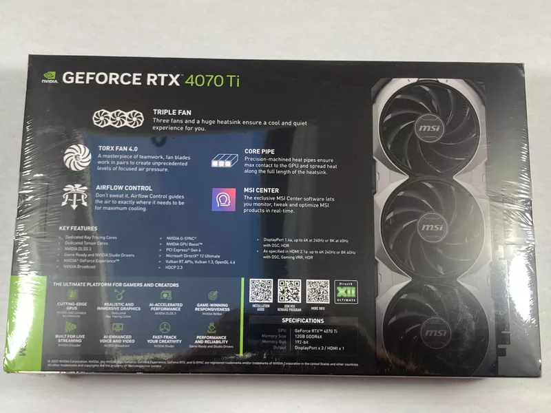 Msi GeForce rtx 4070 ti Ventus 3x oc 12 ГБ gddr6x 3